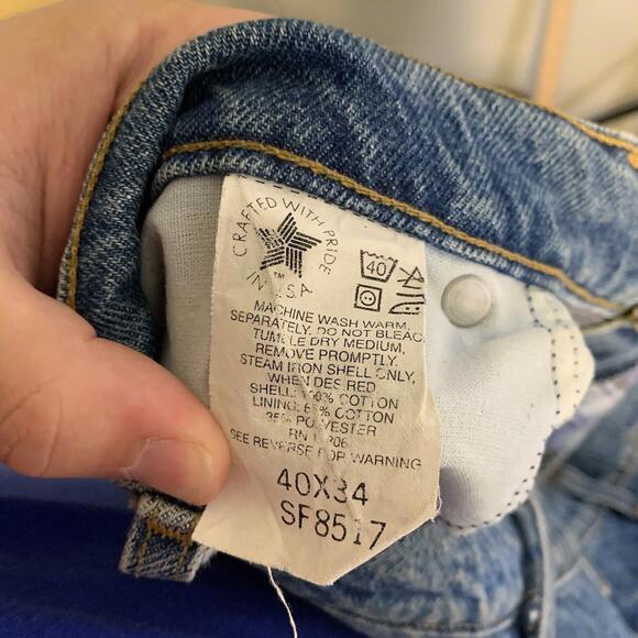 VTG 90s Carhartt‎ Jeans Mens Size 38" Waist Relaxed Fit Blue Denim Flannel Lined - Picture 6 of 16